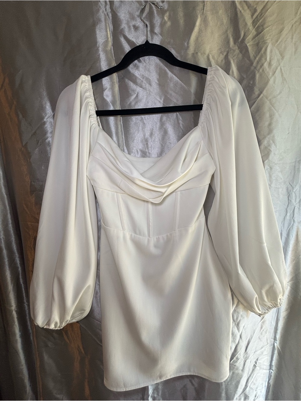 Princess Polly Elegant White Puff-Sleeve Mini Dress Size 2